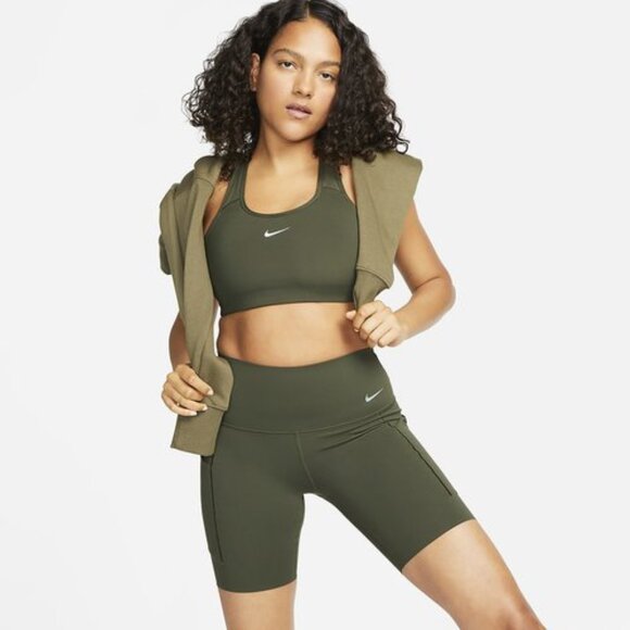 Nike Women's Medium-Support High-Waisted 8" Biker Shorts with Pockets XS - Khaki - Picture 1 of 6